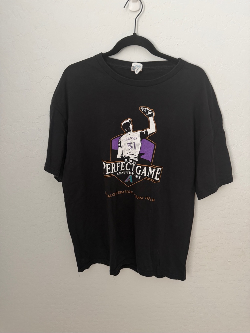 Arizona dbacks Perfect Game Anniversary Black Graphic T-Shirt - Johnson 51